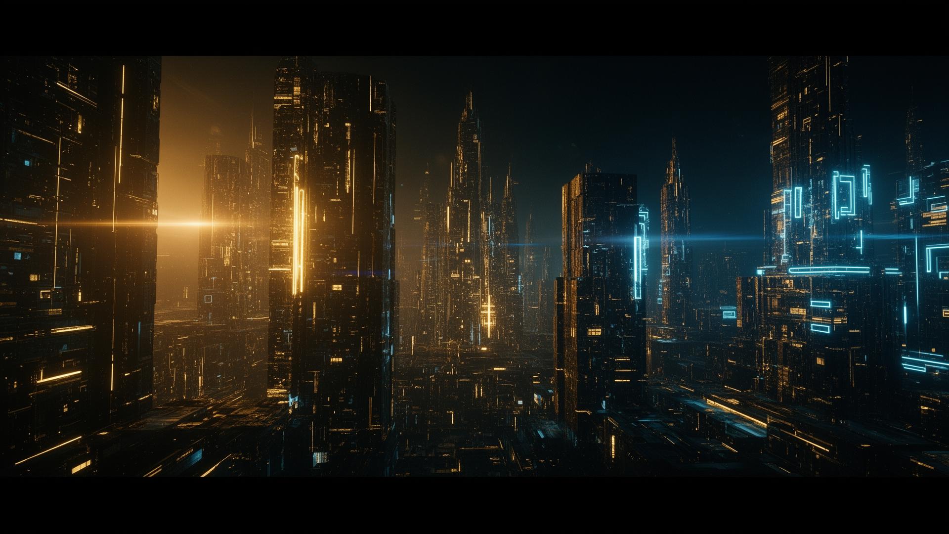 Cinematic neon cityscape backdrop
